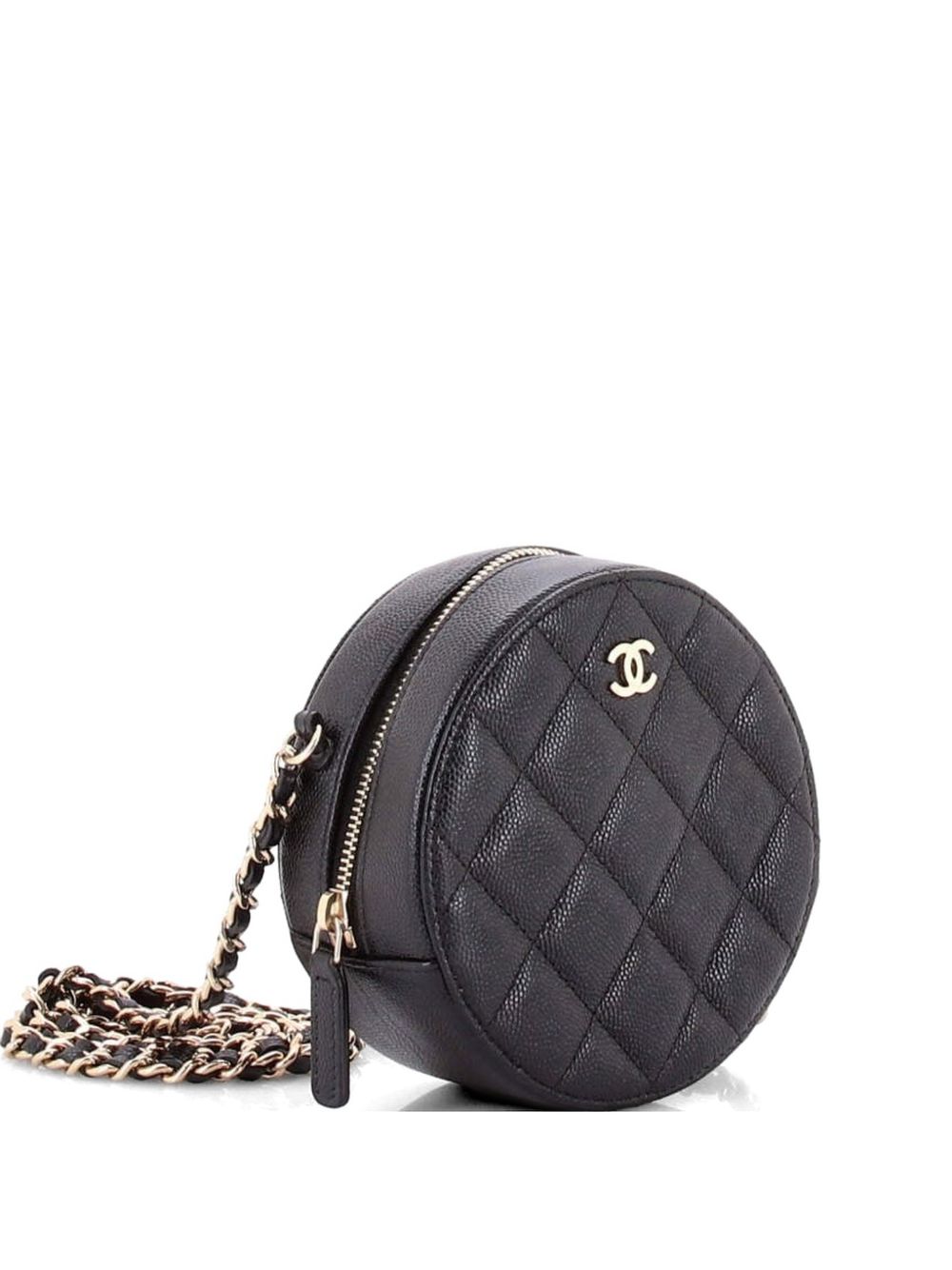 Round Clutch with Chain Quilted Caviar Mini crossbody bag