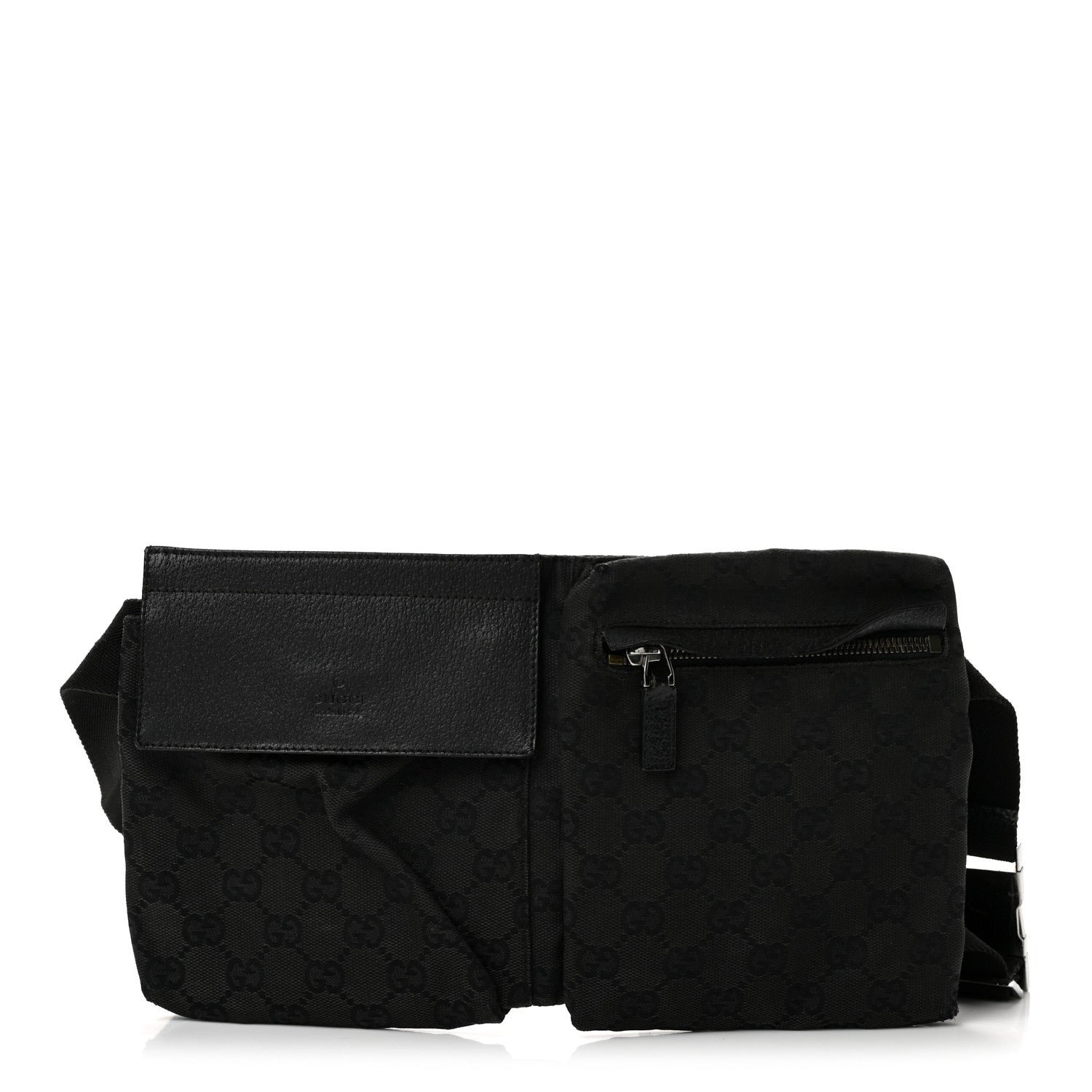 Gucci GG Monogram Double Pocket Belt Bag Black
