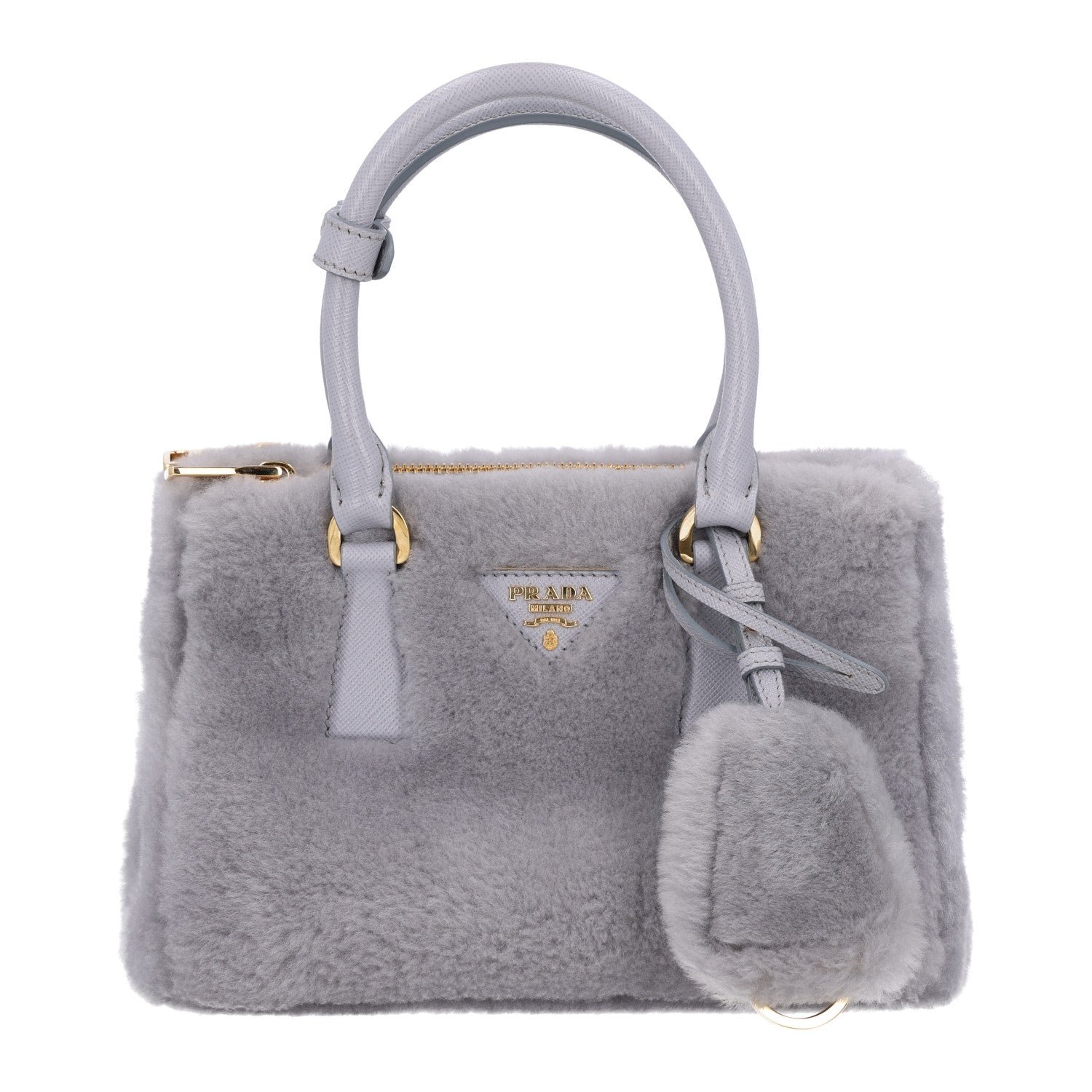 Prada Montone Saffiano Mini Galleria Double Zip Tote Fiordaliso