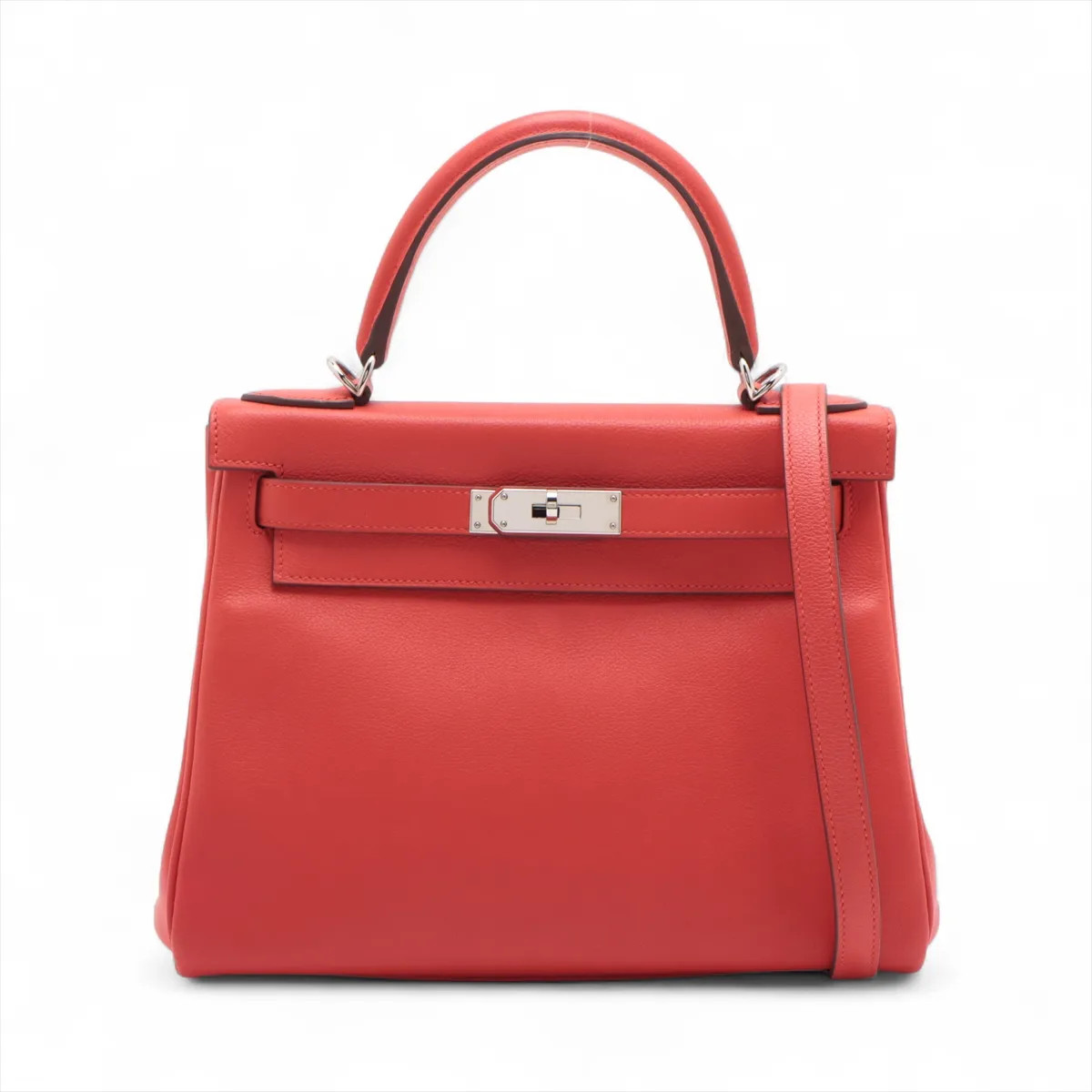 Hermès Kelly 28 Le Tournay Evercolor ROUGE LADUE Silver Metal Fittings