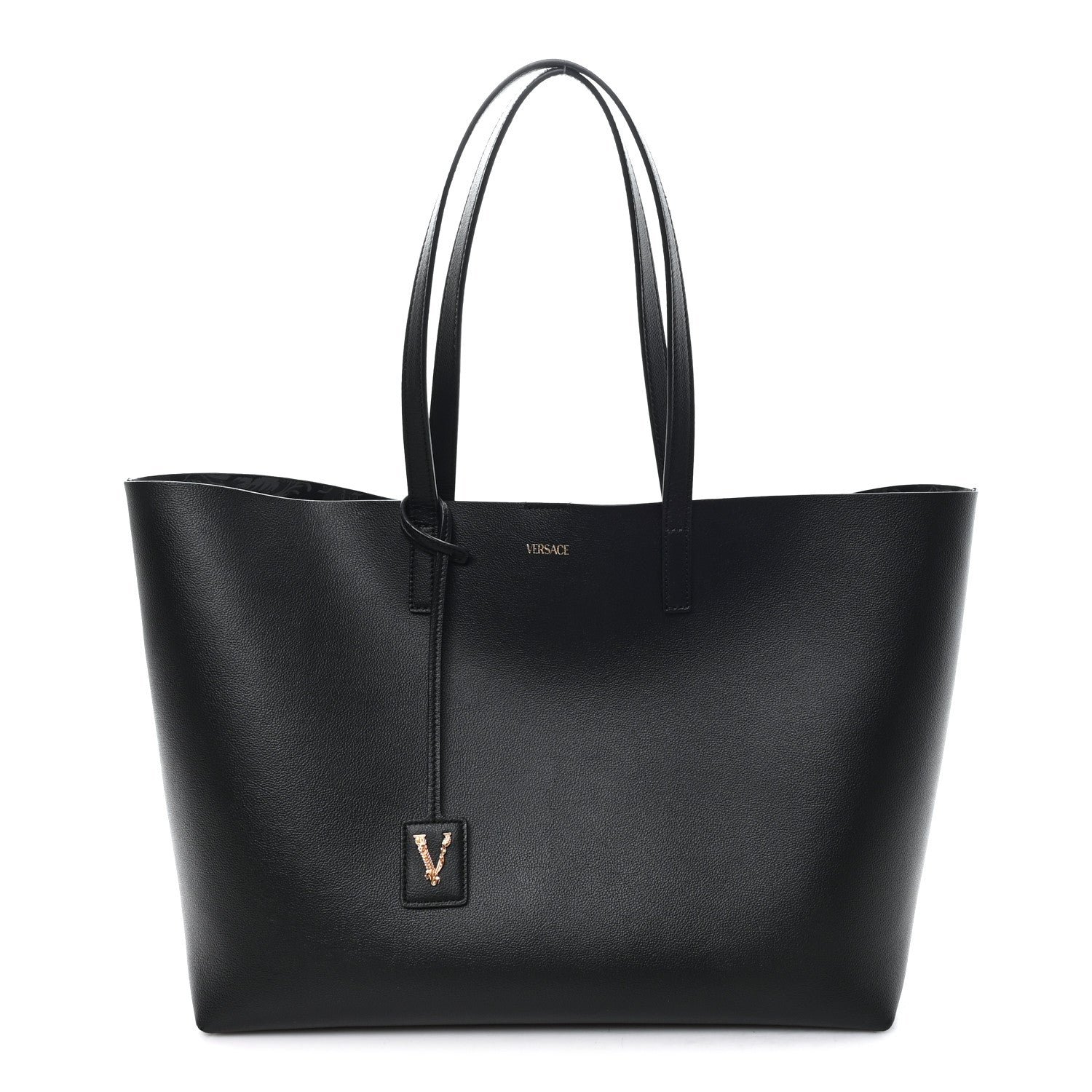 Versace Calfskin Virtus Tote Black