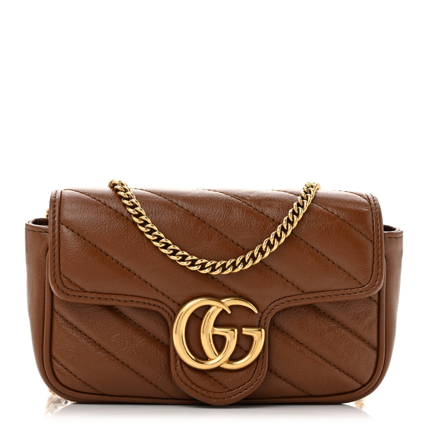 Gucci Azalea Calfskin Matelasse Diagonal Super Mini GG Marmont Shoulder Bag Cuir