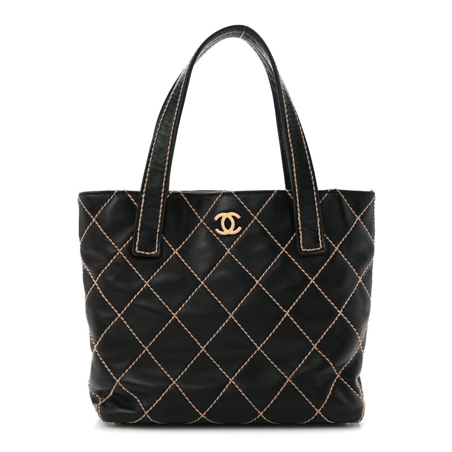 Chanel Calfskin Stitch Small Surpique Tote Black