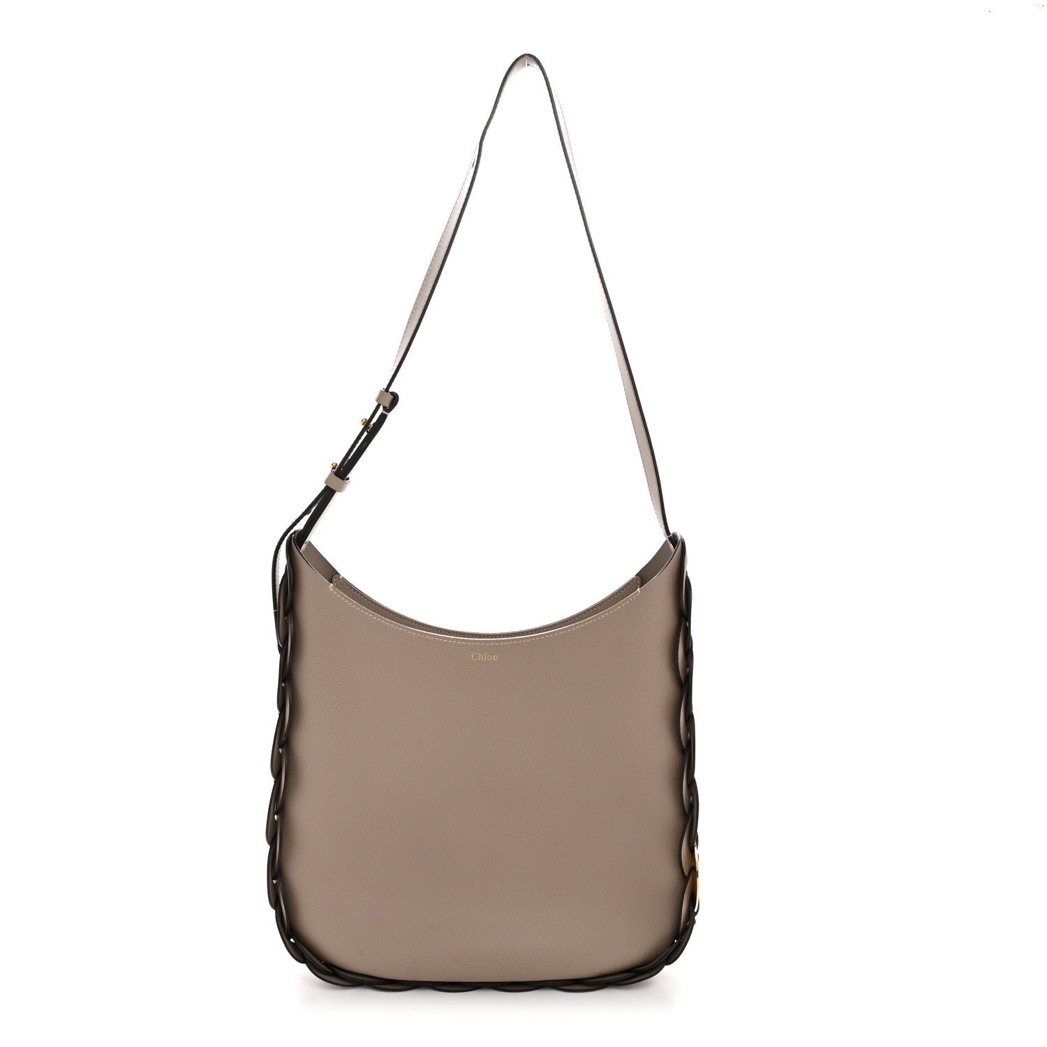 Chloe Chloe Small Grain Smooth Calfskin Medium Darryl Hobo Motty Grey