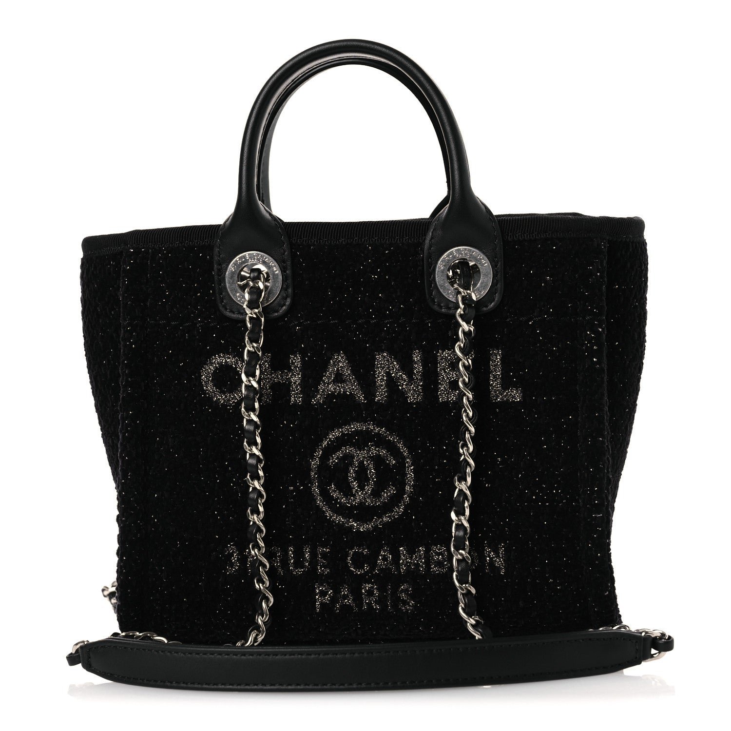 Chanel Lurex Canvas Mini Deauville Tote Black