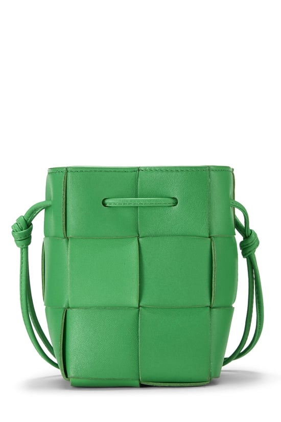Green Maxi Intrecciato Cassette Bucket Bag Mini
