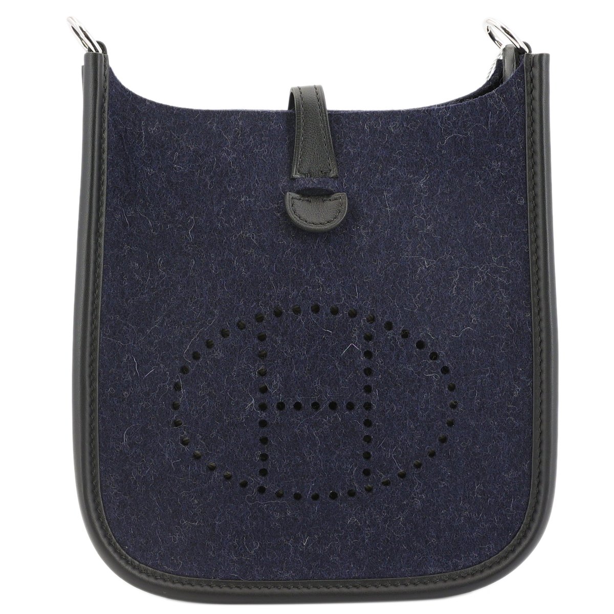 Hermes HERMÈS Mini Evelyne 16 Amazone shoulder bag in Blue Nuit and Black Felt and Swift leather with Palladium hardware