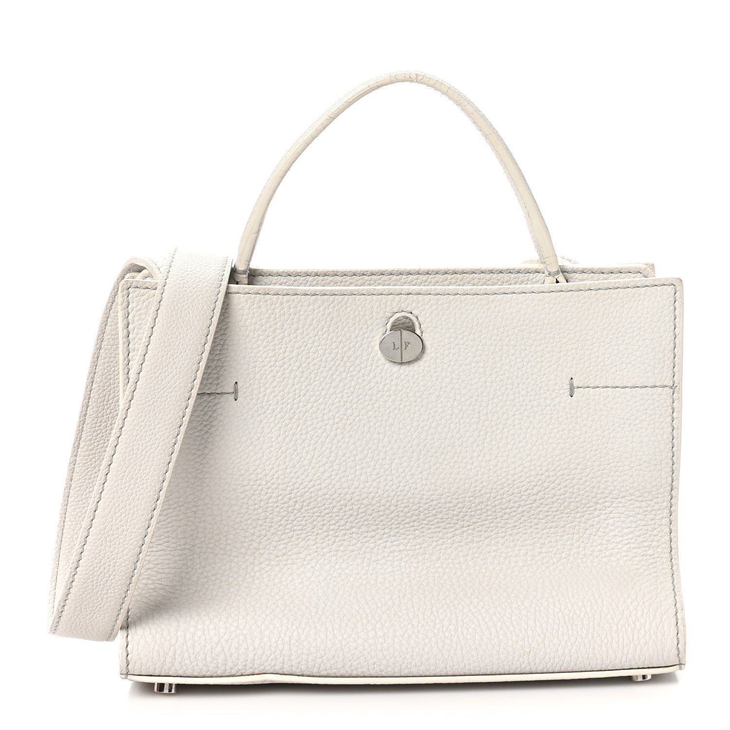 Loro Piana Grained Calfskin Cluisee Petite Odessa Shoulder Bag Grey