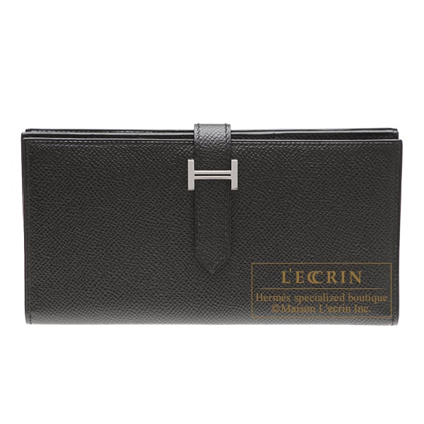 Hermes Bearn Soufflet Black Epsom leather Silver hardware