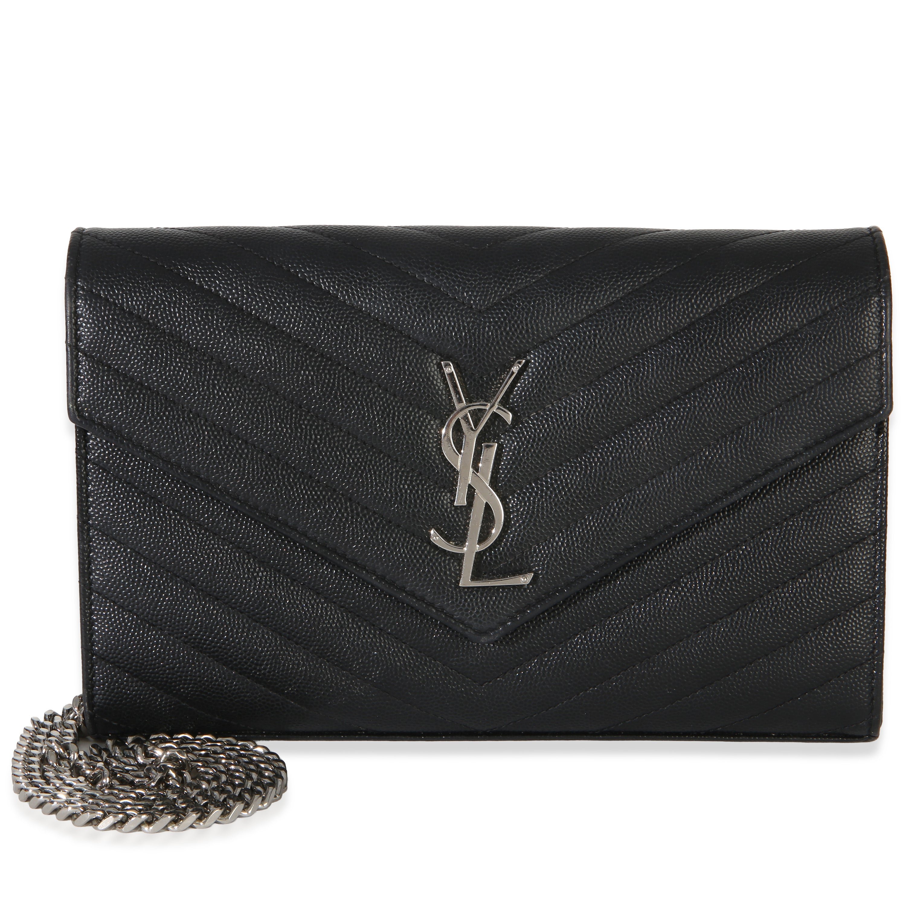Black Grain De Poudre Cassandre Chain Wallet