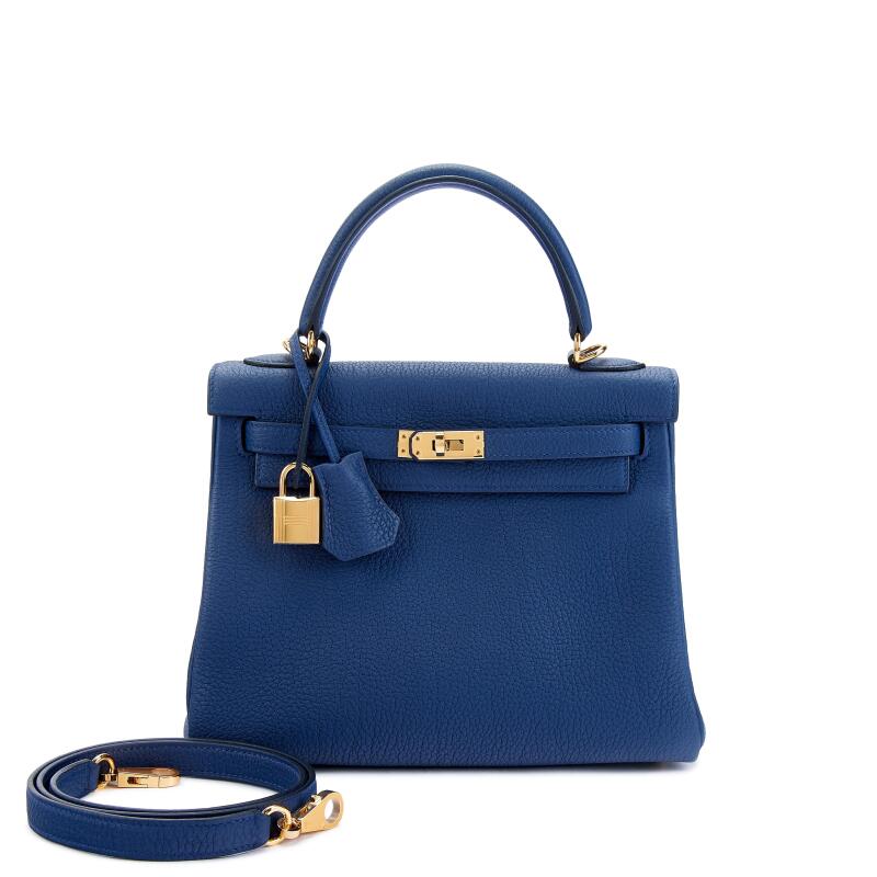 Hermes Bleu Navy Kelly 25 Retourne Gold Hardware, 2024