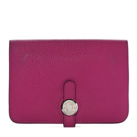 Hermes Togo Dogon Compact Wallet Rose Pourpre