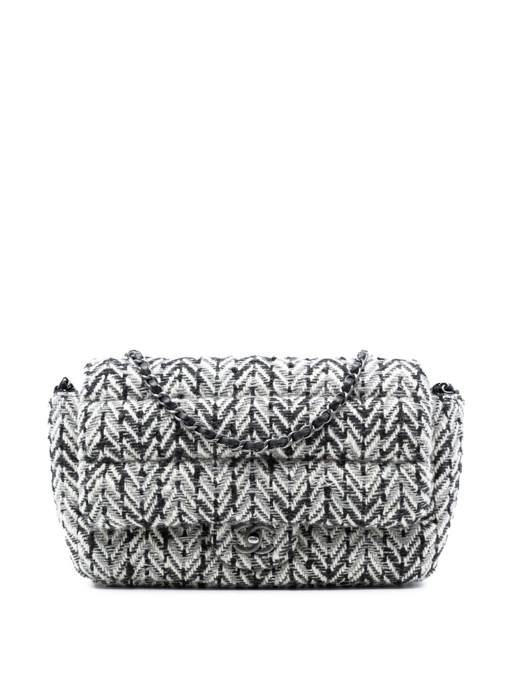 2018-2019 CC Herringbone Tweed Flap shoulder bag