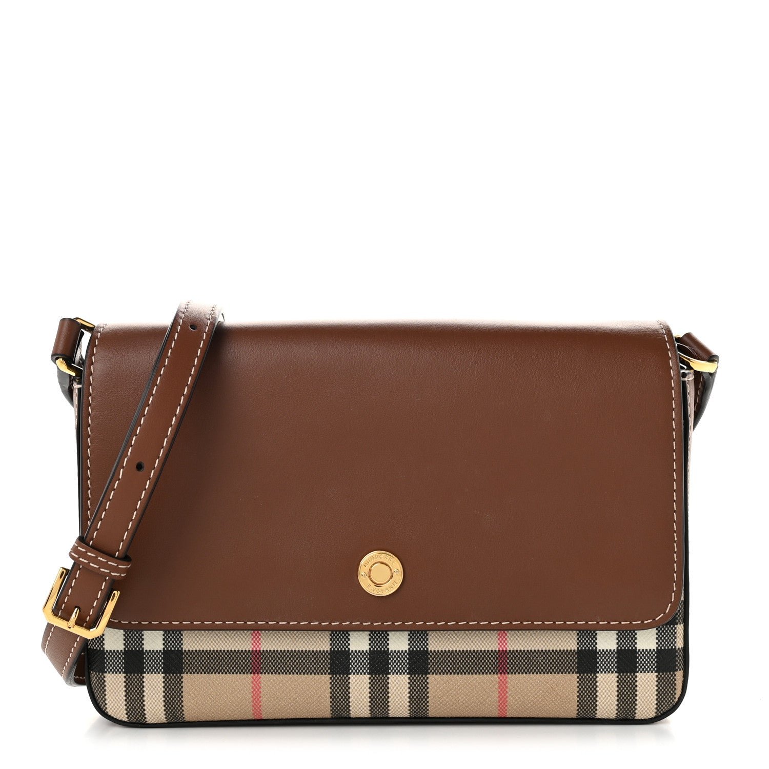 Burberry Calfskin Vintage Check New Hampshire Bag Archive Beige Tan
