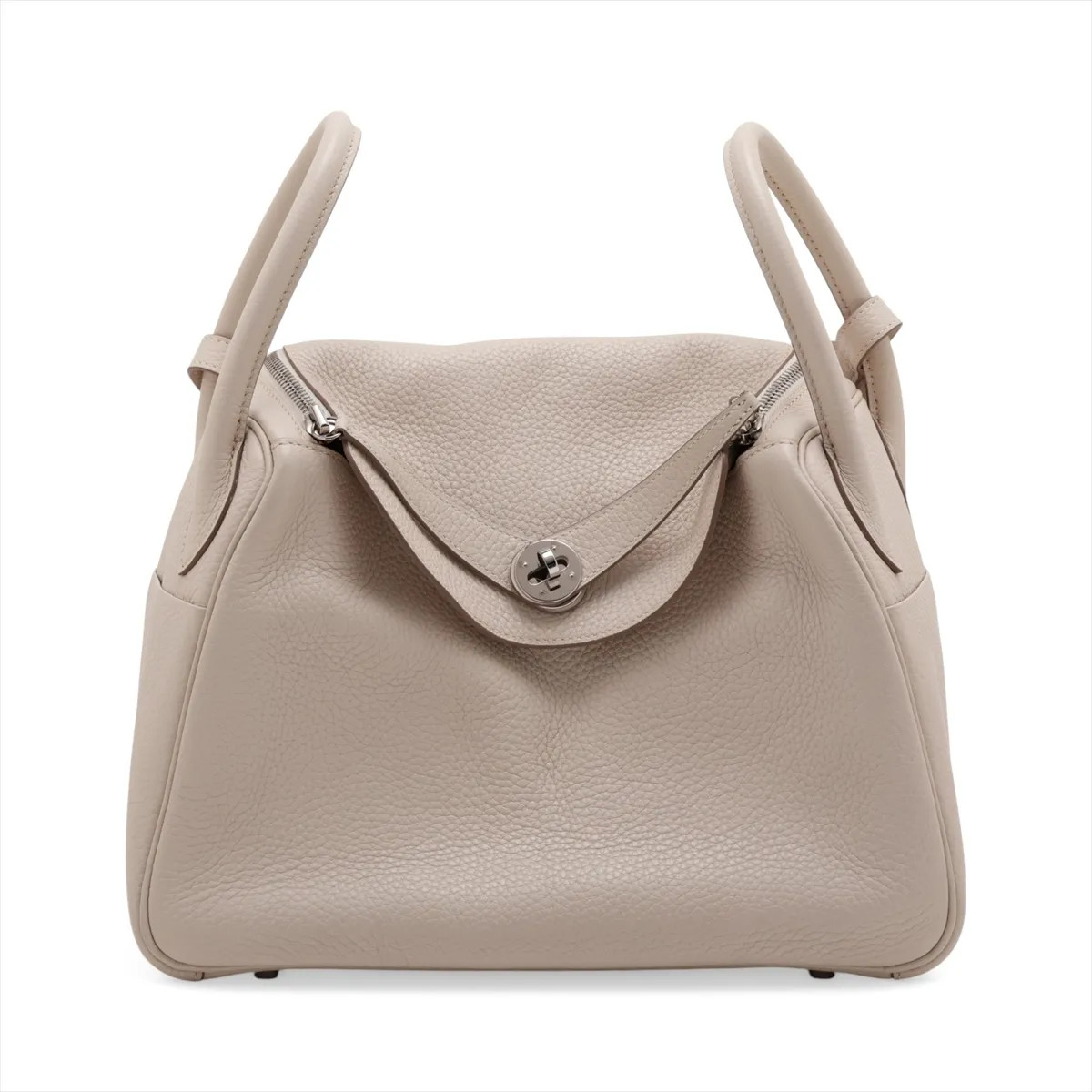Hermès Lindy 30 Taurillon Clemence Craie Silver Metal Fittings