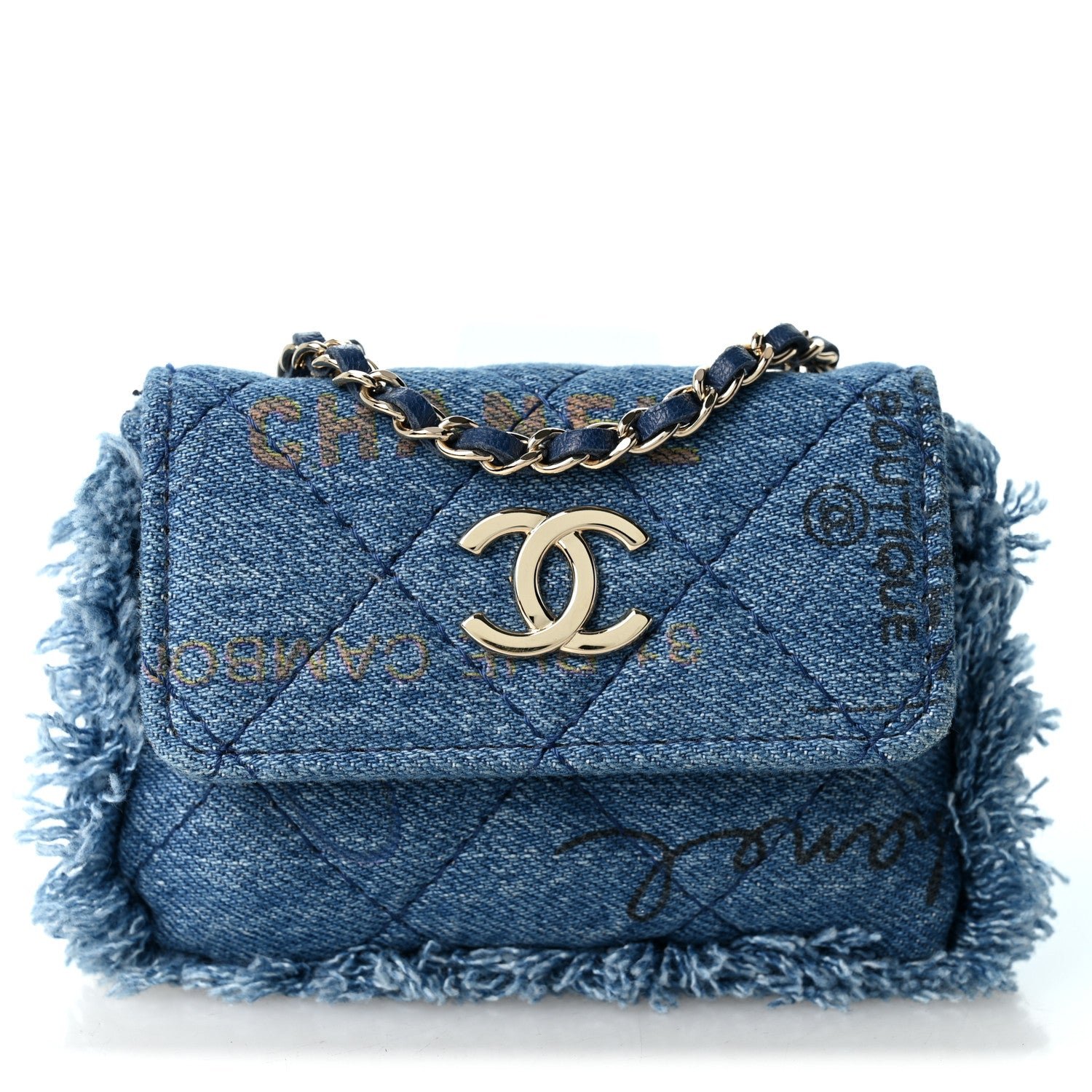 Chanel Denim Quilted Denim Mood Belt Bag Blue Multicolor