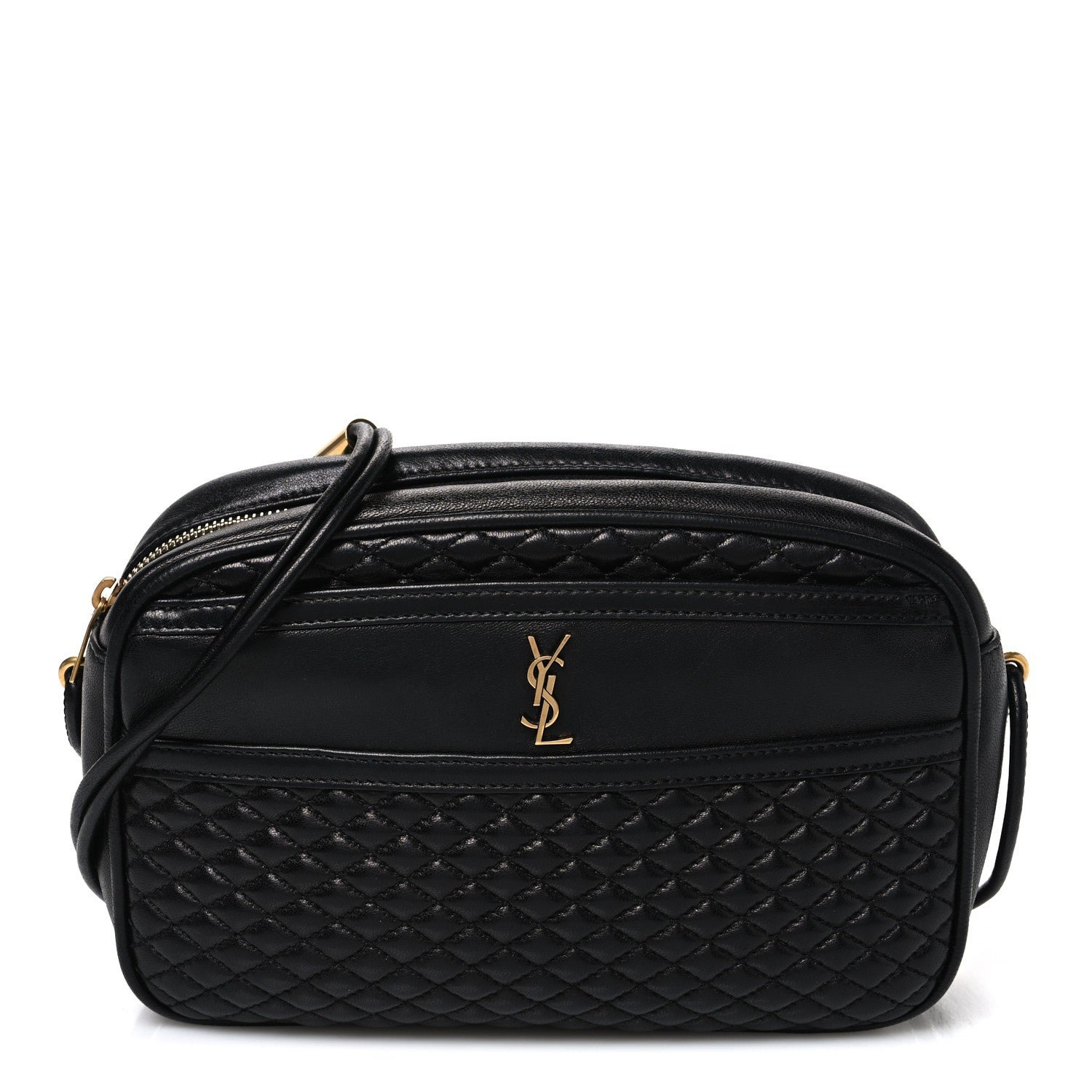 Saint Laurent Lambskin Quilted Victoire Camera Bag Black