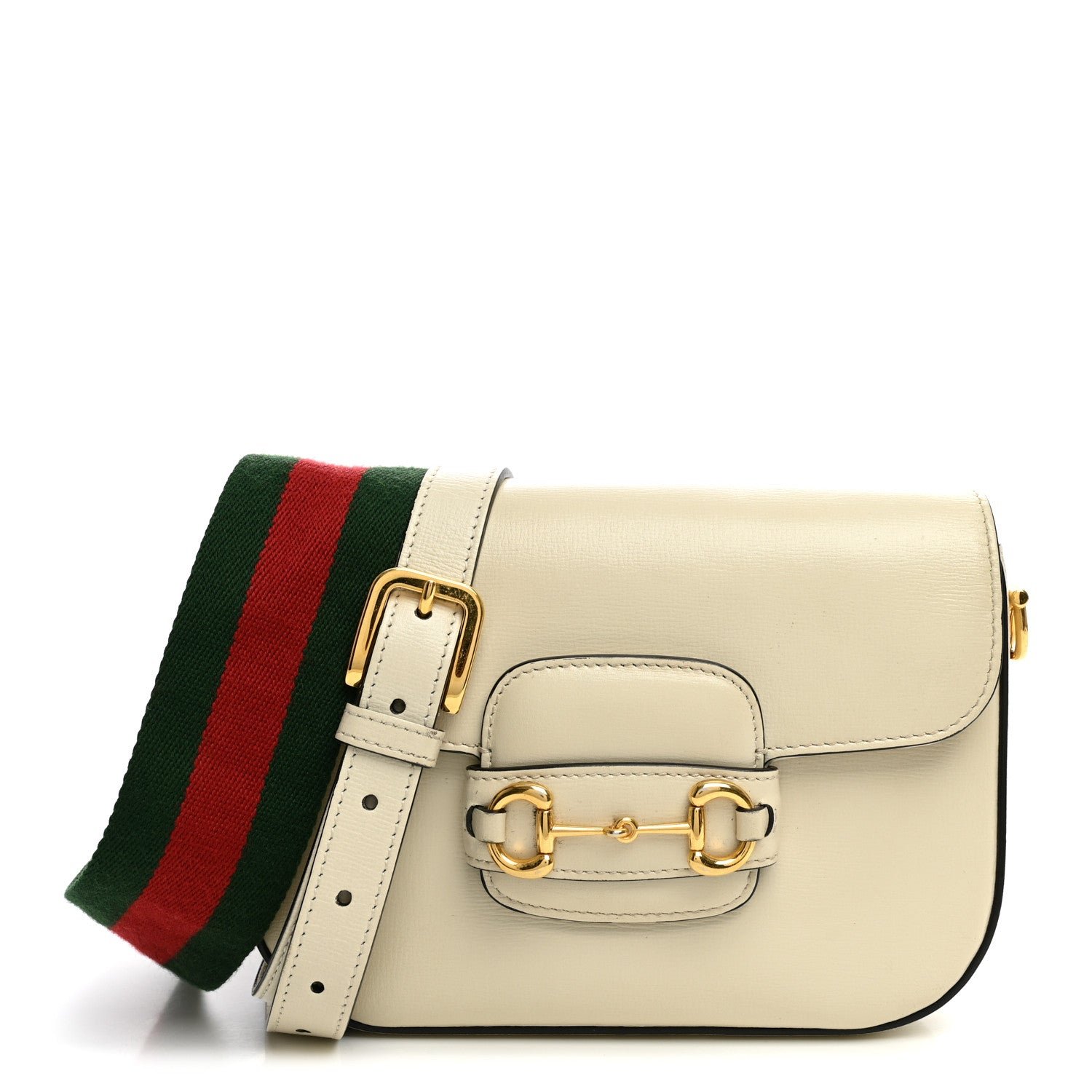 Gucci Azalea Calfskin Web Mini Horsebit 1955 Shoulder Bag Mystic White