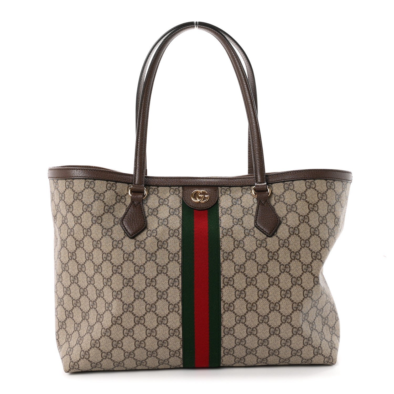 Gucci GG Supreme Monogram Medium Ophidia Shopping Tote Brown