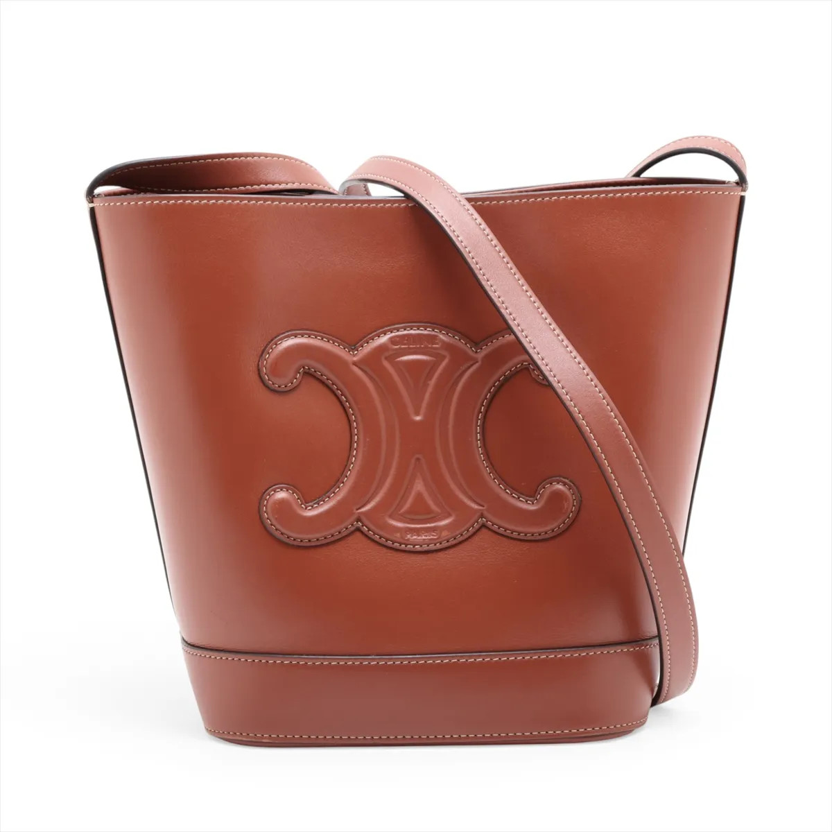 Celine Triomphe SMALL BUCKET Leather Shoulder bag Brown