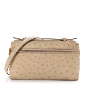 Loro Piana Ostrich L19 Extra Pocket Pouch Beige