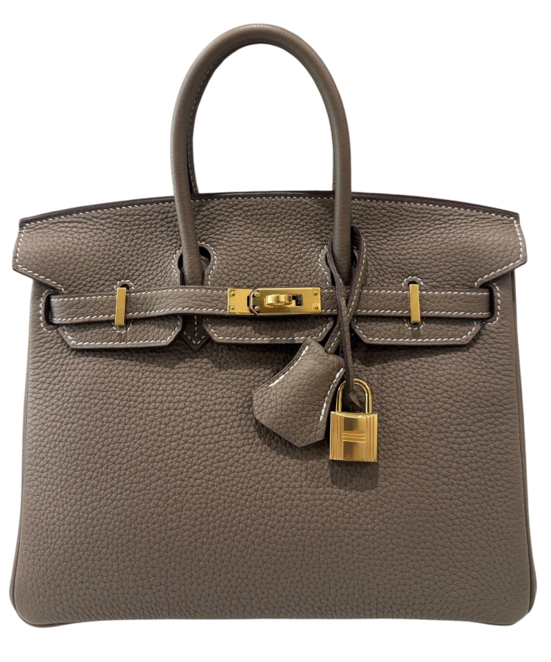 Hermes Etoupe Togo Birkin 25 Gold Hardware, 2019