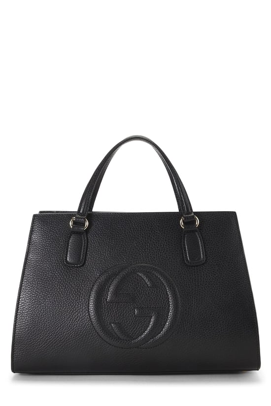 Black Grained Leather Soho Handbag Large