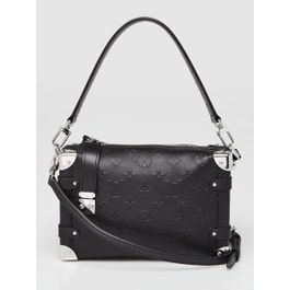 Louis Vuitton Black Monogram Debossed Calfskin Leather Side Trunk MM Bag