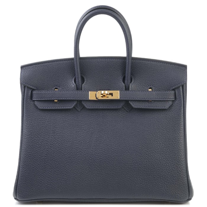 Hermes Very Good ( Rank A) HERMÈS Birkin 25 Bleu Nuit (2Z) Togo Gold hardware Y (2020)