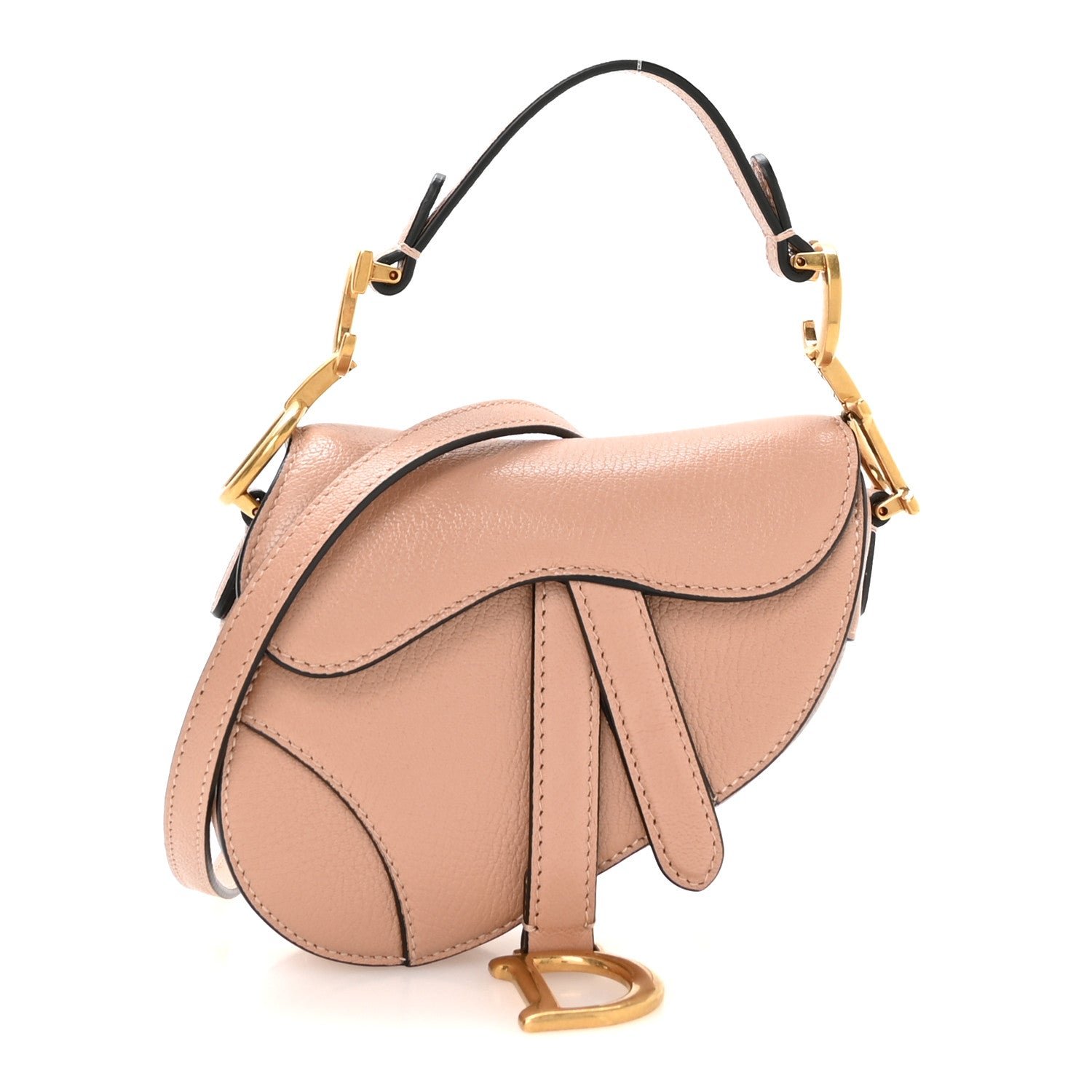 Christian Dior Goatskin Micro Saddle Bag Rose Des Vent