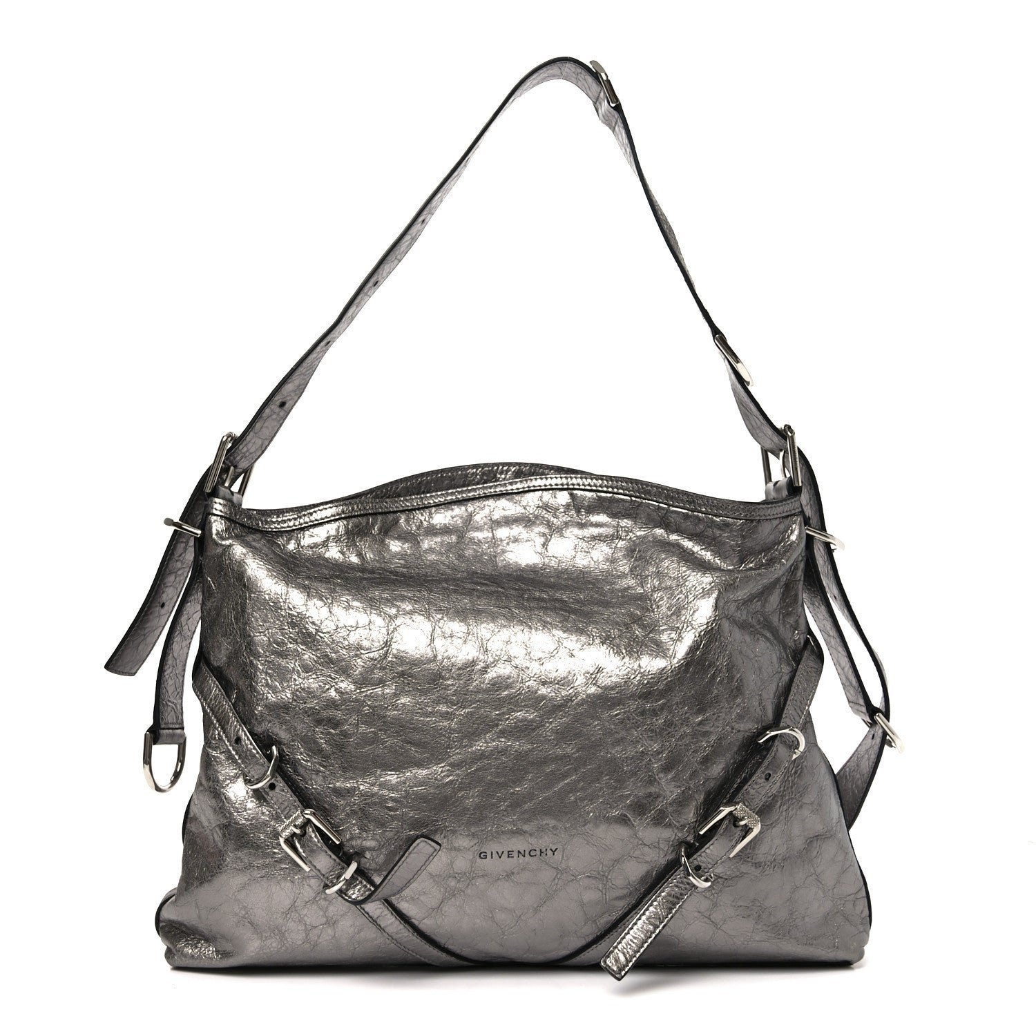 Givenchy Metallic Calfskin Medium Voyou Bag Silver