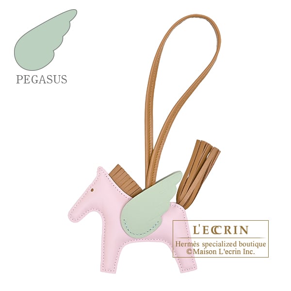 Hermes Rodeo charm Pegasus PM Mauve pale/Kraft/Vert d'eau Agneau/Swift leather