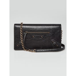 Balenciaga Black Lambskin Leather Le City Wallet On Chain  Bag
