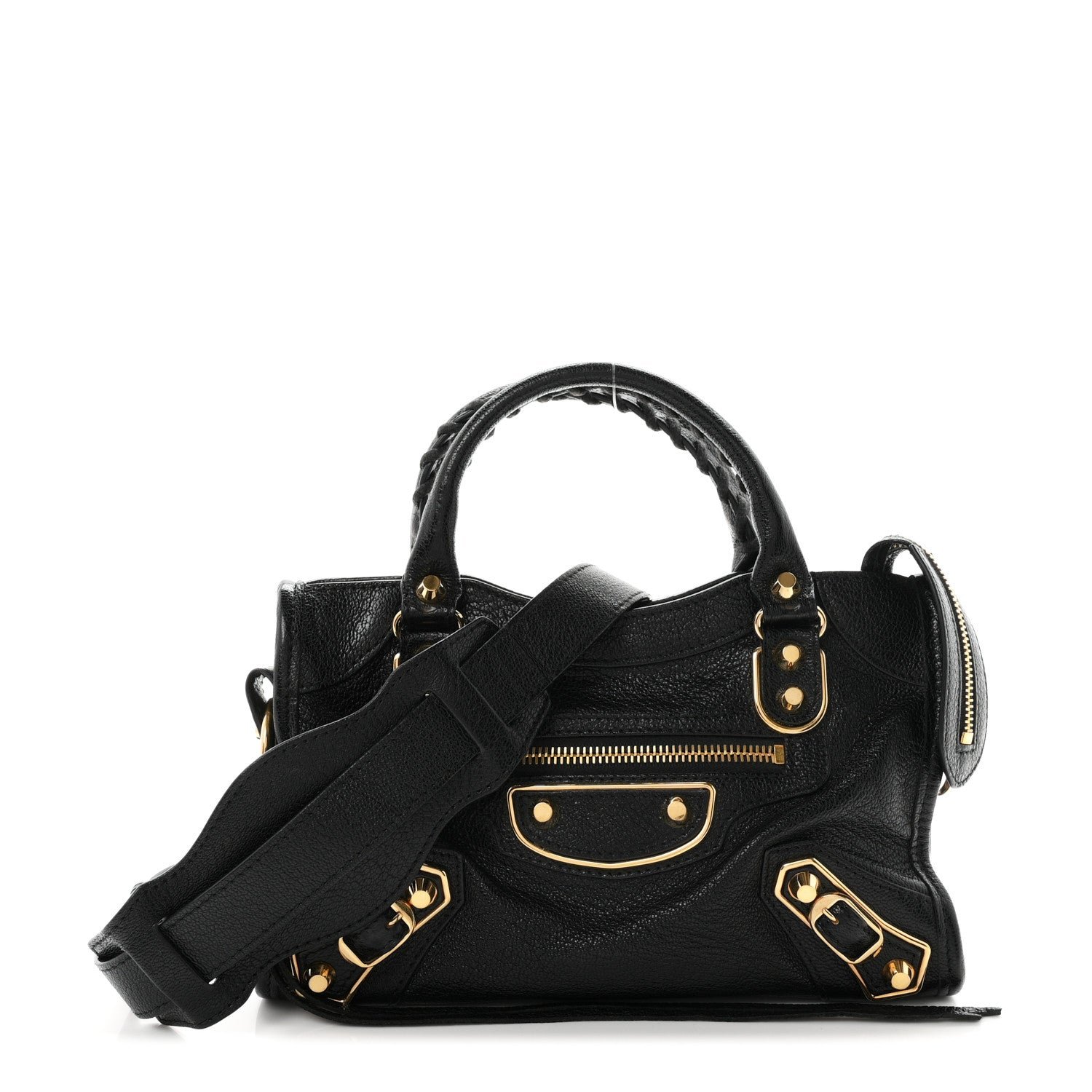 Balenciaga Chevre Gold Metallic Edge Hardware Mini City Black