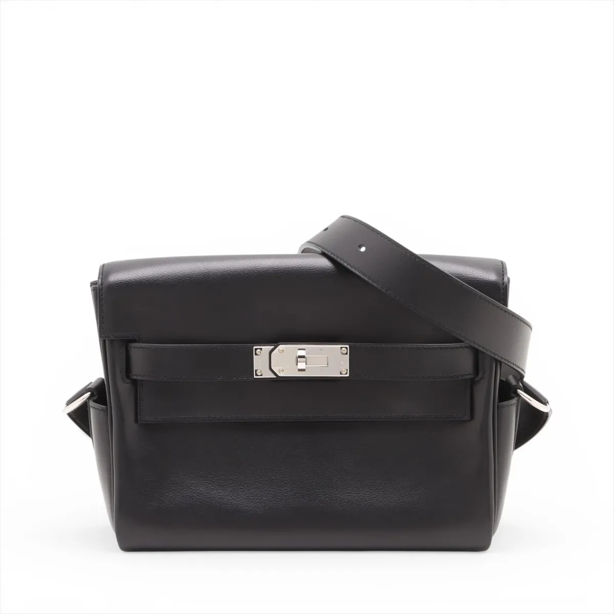 Hermès Kelly Messenger PM Everglain Black Silver Metal Fittings