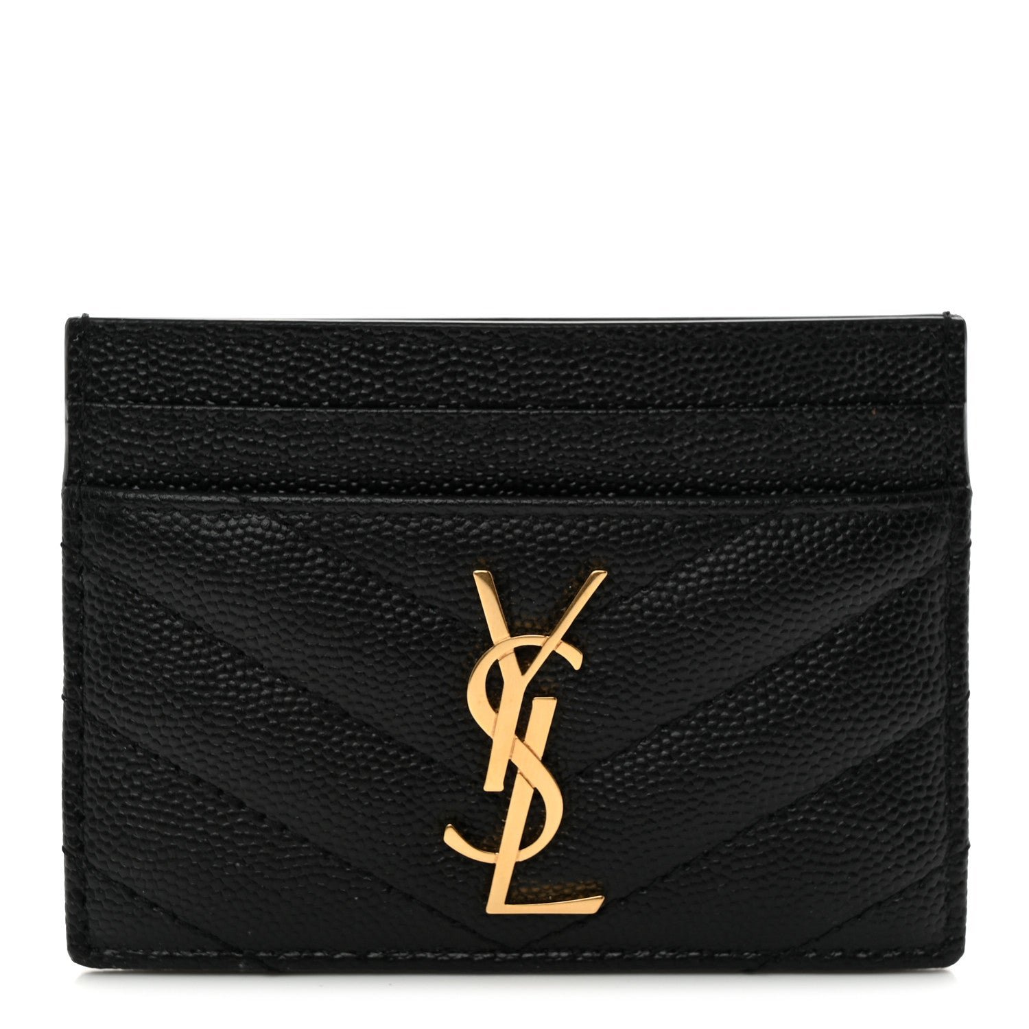 Grain De Poudre Matelasse Chevron Monogram Credit Card Case Black