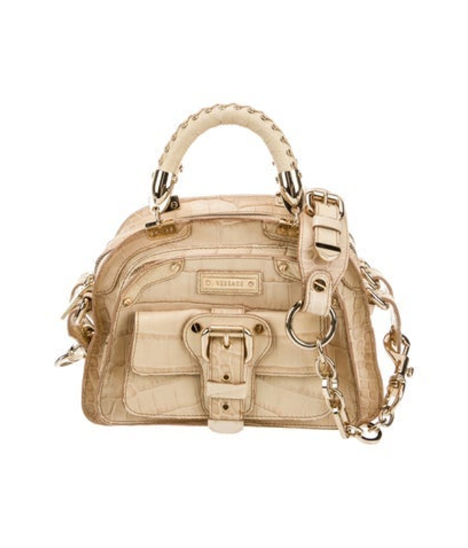 Versace Embossed Leather Top Handle Bag