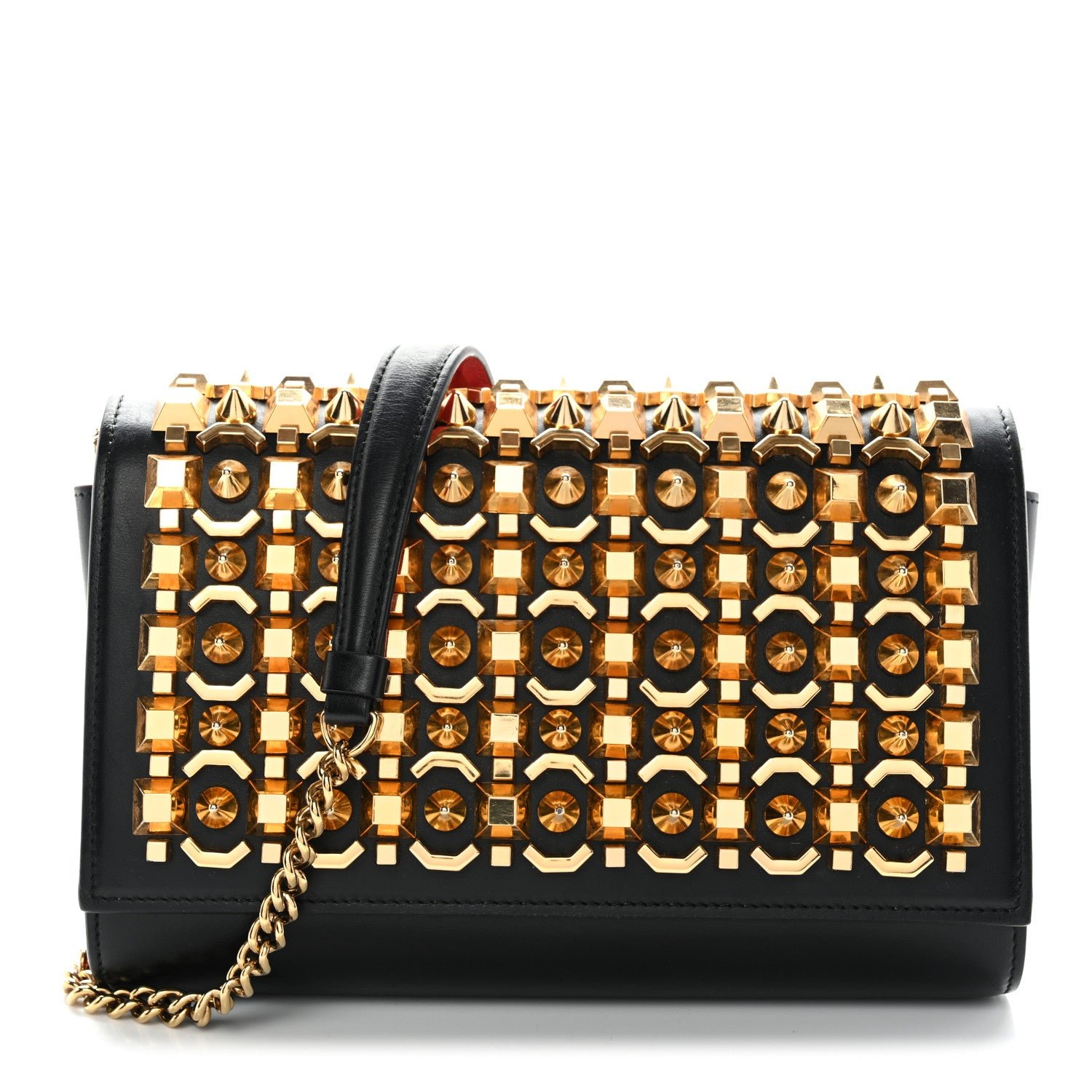 Christian Louboutin Christian Louboutin Calfskin Spikes Empire Paloma Clutch Black