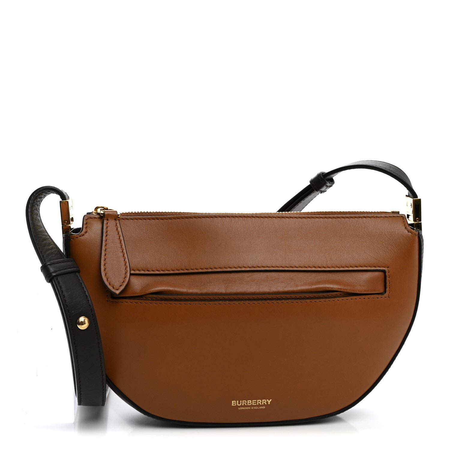 Burberry Calfskin Small Two-Tone Olympia Shoulder Bag Warm Tan