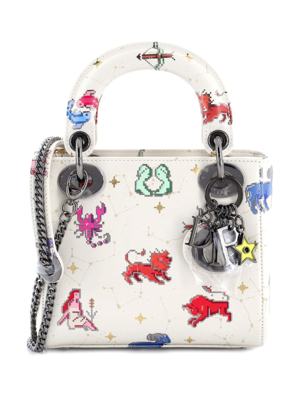 Lady Dior Bag Limited Edition Pixel Zodiac Printed Calfskin Mini shoulder bag