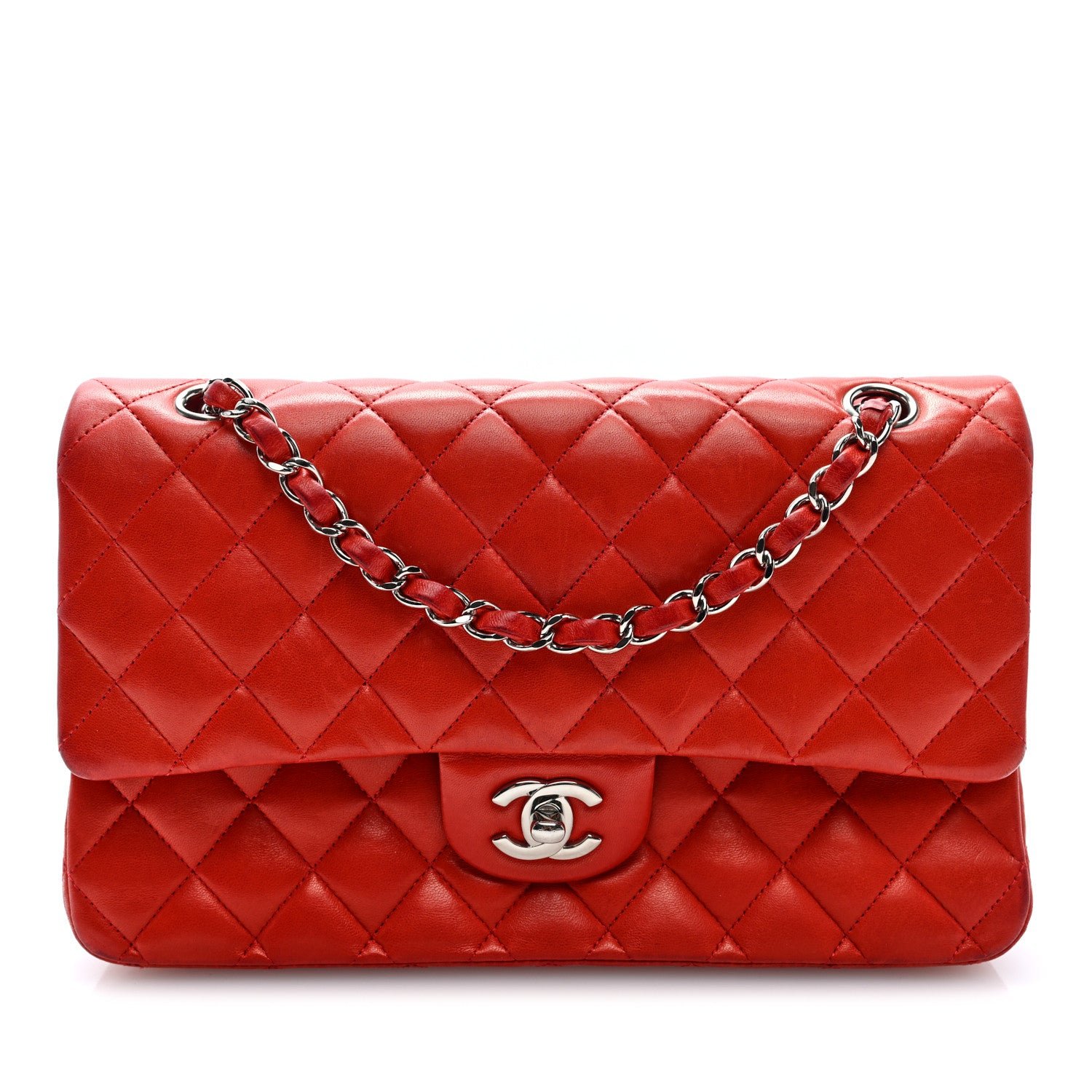 Chanel Lambskin Quilted Medium Double Flap Red
