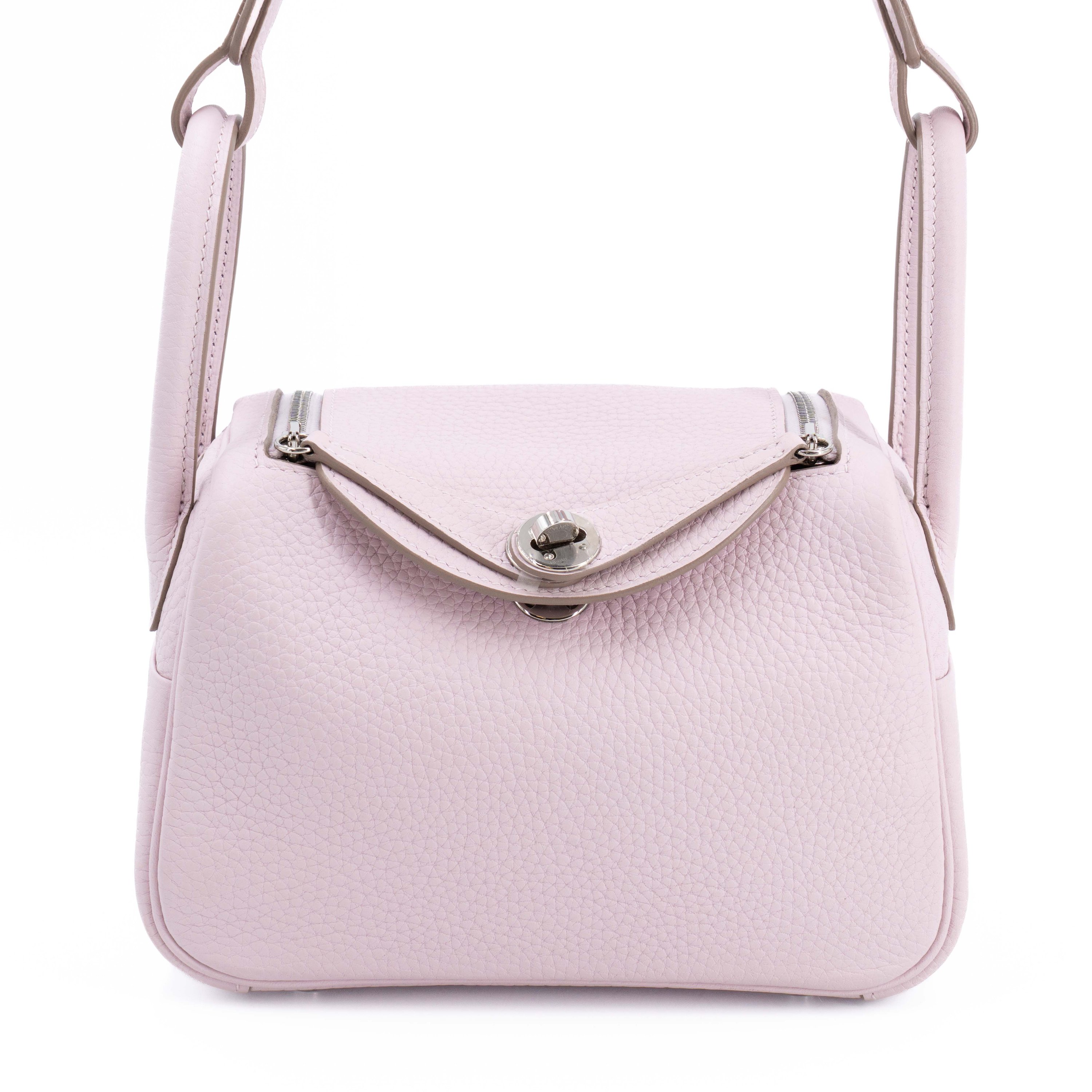 Excellent ( Rank SA ) HERMÈS Mini Lindy Verso Mauve Pale (09) Gris Pale (M4) Clemence Palladium hardware W (2024)