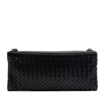 Leather Nappa Intrecciato Double Zip Clutch