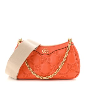 Gucci Calfskin GG Matelasse Chain Handbag Deep Orange Natural