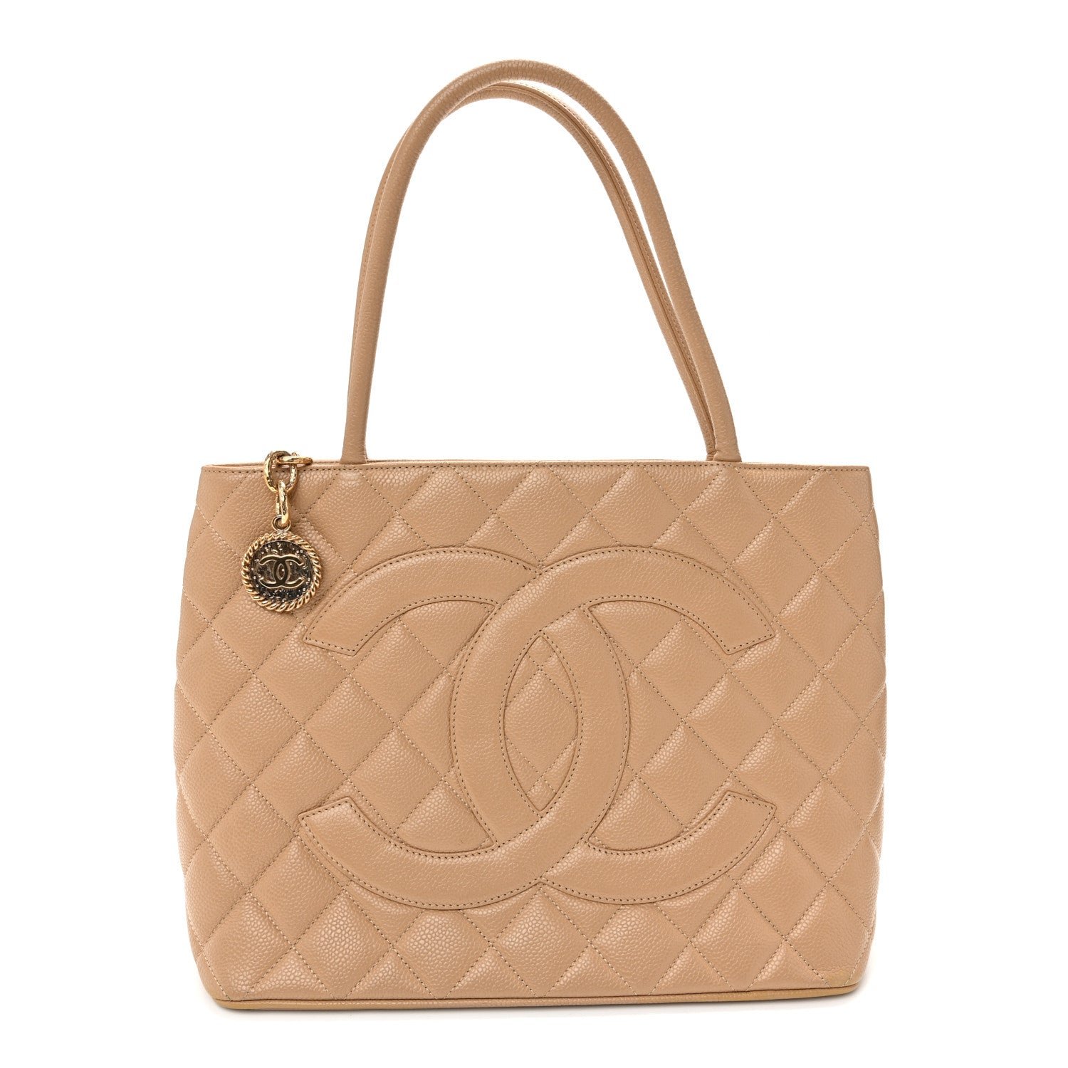 Chanel Caviar Quilted Medallion Tote Beige Beige