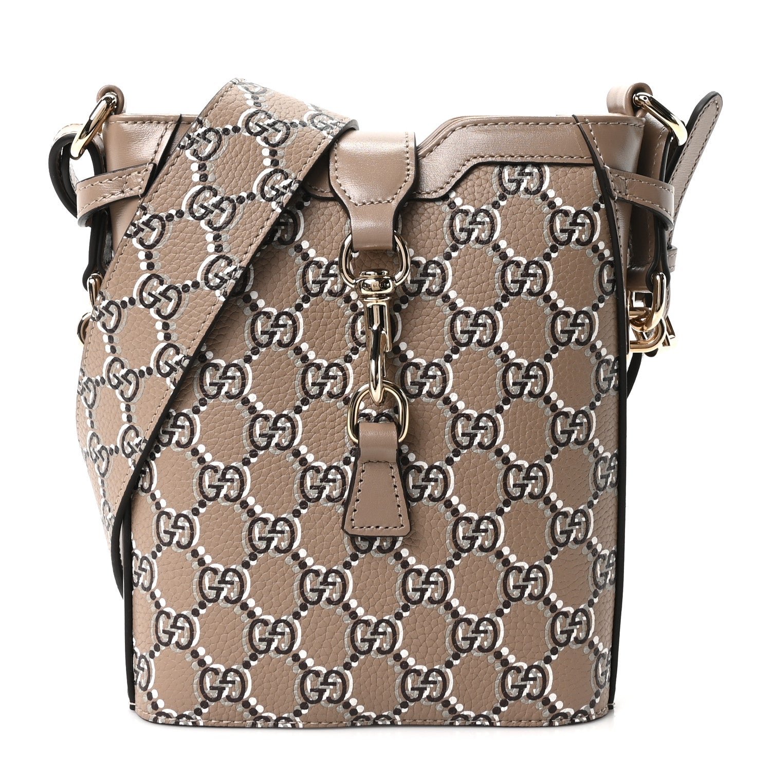 Gucci GG Shadow Monogram Mini Bucket Bag Beige Taupe
