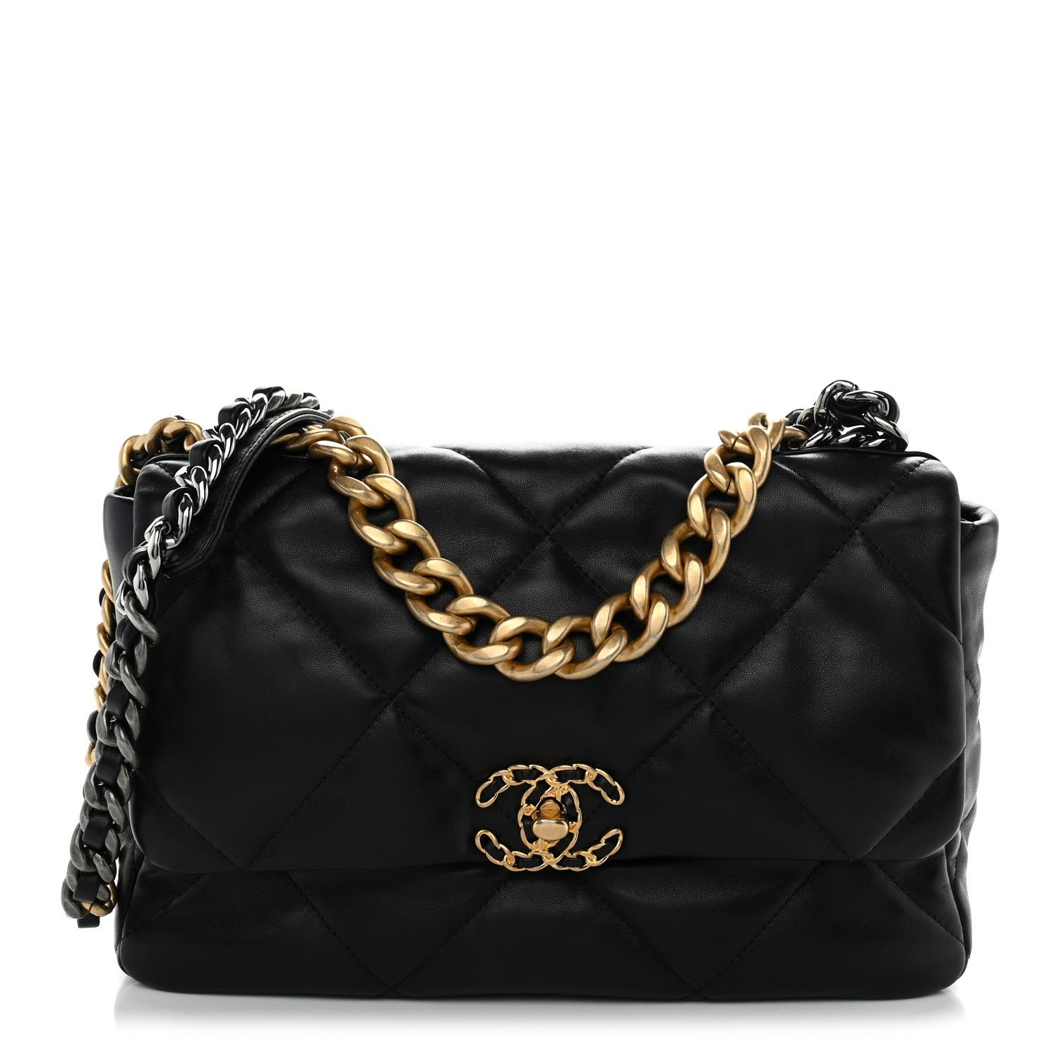 Chanel Lambskin Quilted Large Chanel 19 Flap Black