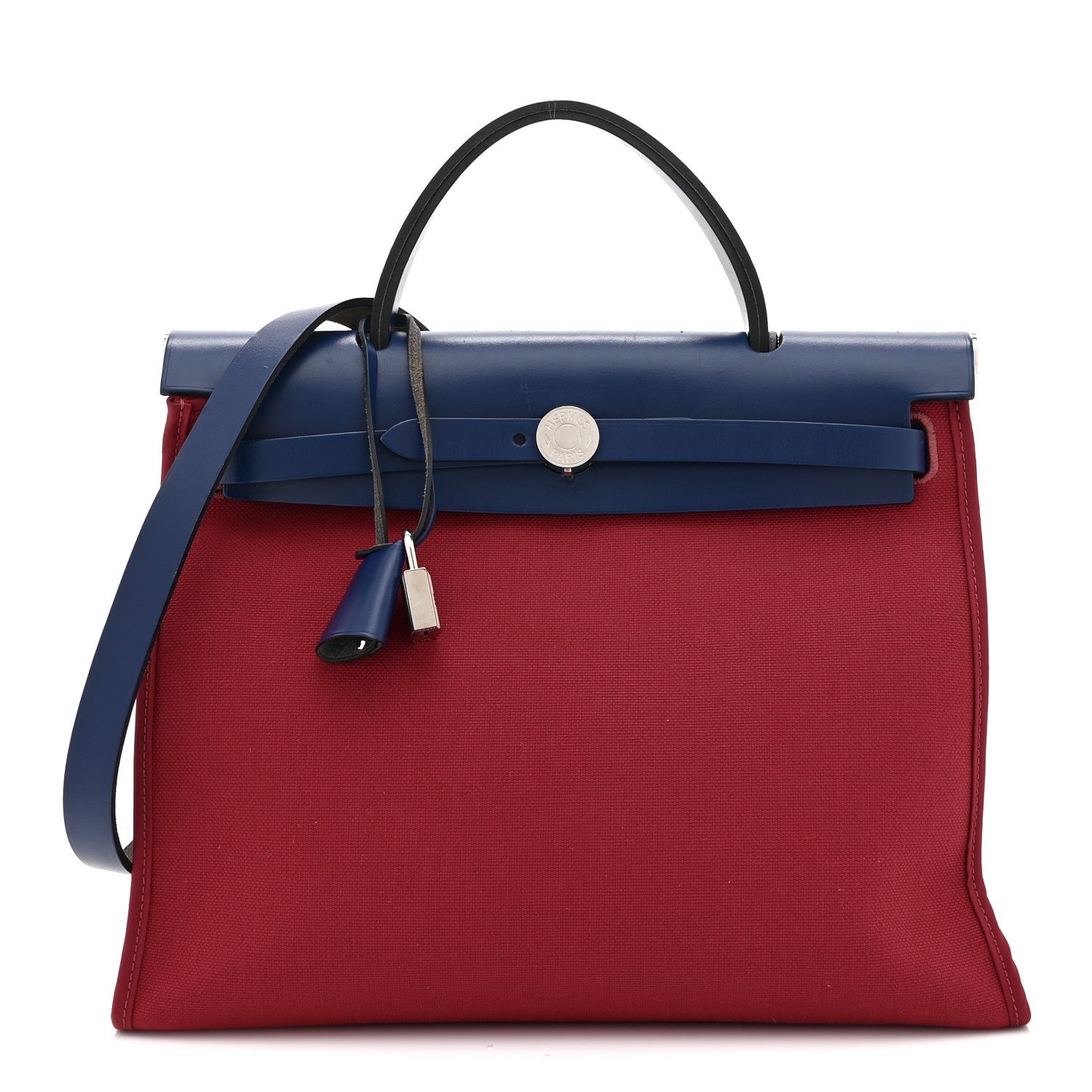 Hermes Military Toile Vache Hunter Herbag Zip 31 PM Rouge Grenat Bleu Saphir