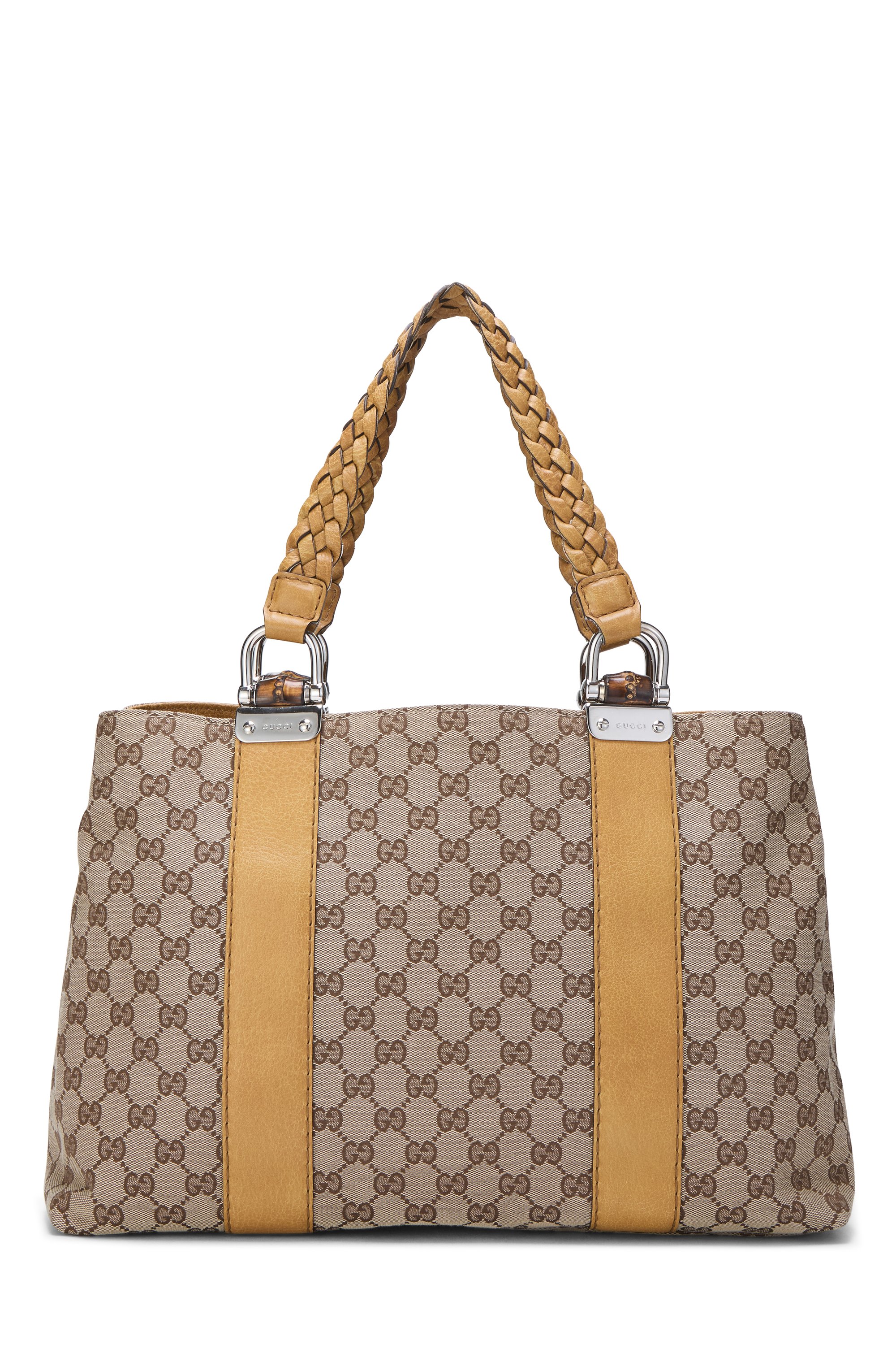 Yellow Original GG Canvas Bamboo Bar Tote Large