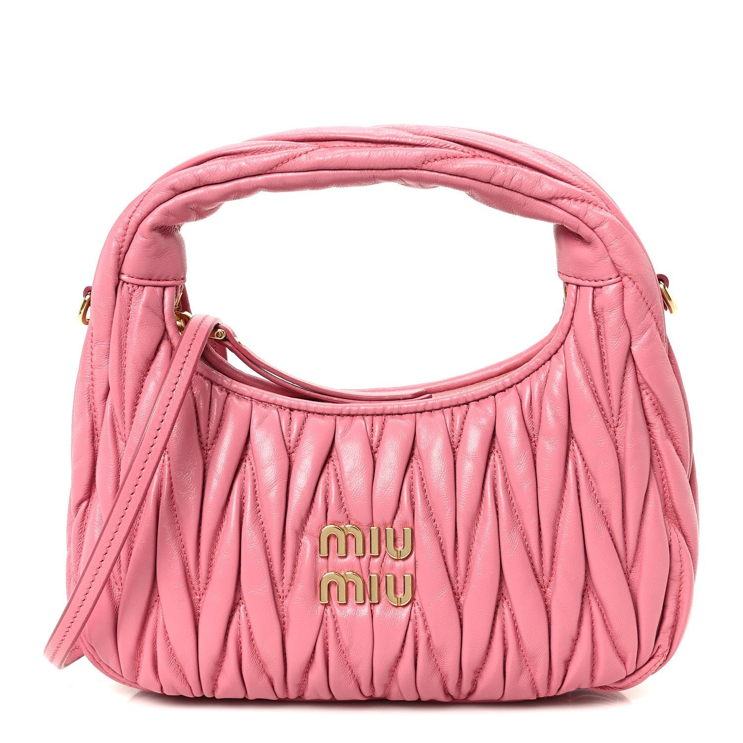 Miu Miu Nappa Matelasse Small Wander Hobo Pink